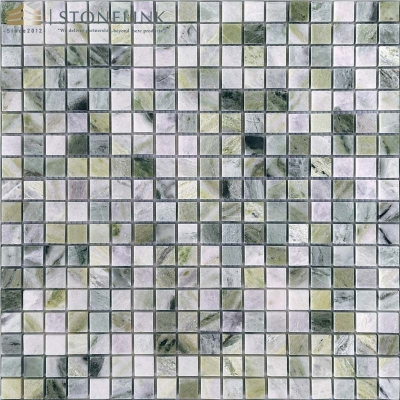 Raggio Verde square marble mosaic