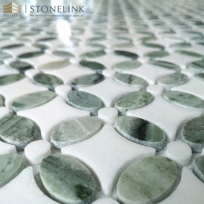 Raggio Verde flower marble mosaic