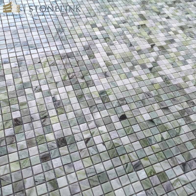 Raggio Verde square marble mosaic