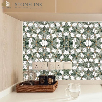 Raggio Verde flower marble mosaic