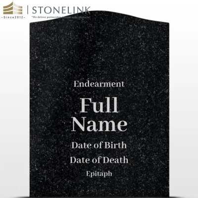 Black granite upright headstone