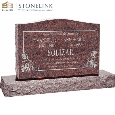 Colorful granite upright headstone