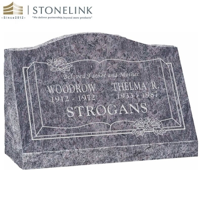 Slant colorful granite headstonev