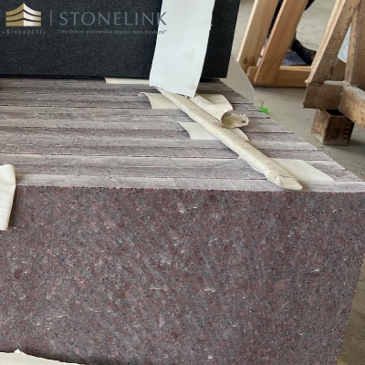 Indian red granite leathered pavers