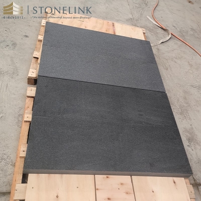 Absolute Black granite flamed stone pavers