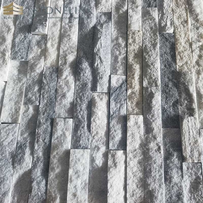 Natural split face grey quartzite cultured stone