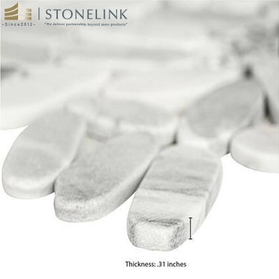 Carrara White pebble tumbled marble mosaic