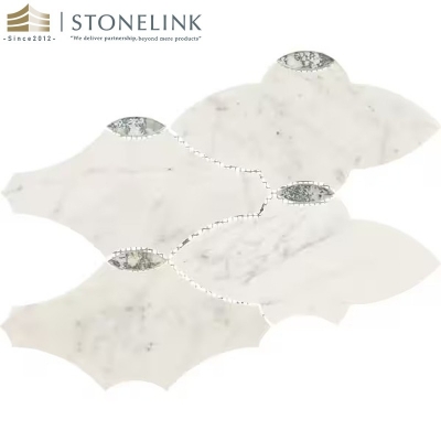 Carrara White court-style polished marble mosaic