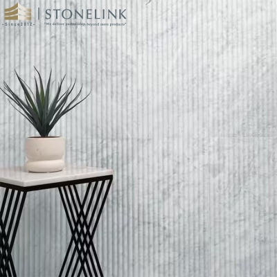 Carrara White honed fluted marble mosaic